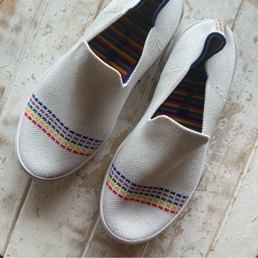 ROTHYS Kids White Rainbow Stripe Sneakers